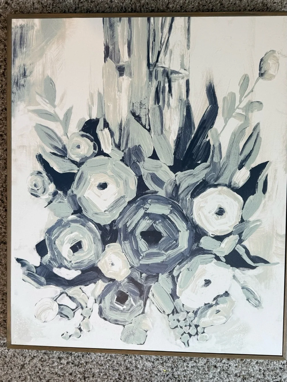 Hobby Lobby Blue and White Botanical Brushstroke Canvas